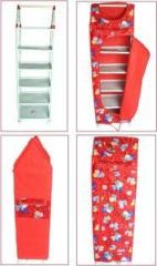Evoshine ALMIRAH 5 SHELVES RED PVC Collapsible Wardrobe