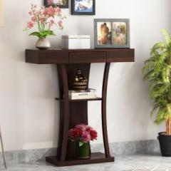 Ewood Solid Sheesham Wood Console Table With Drawer & Shelf Storage Solid Wood Console Table