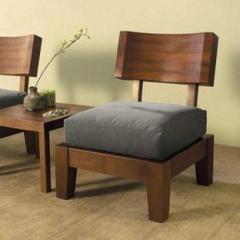 Ewood Solid Wood Curved Sofa Single Seater Fabric 1 Seater Sofa