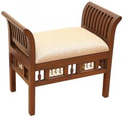 ExclusiveLane Royal Seating Stool with Dhokra Work in Walnut Brown Finish