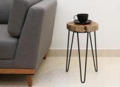 Finch Fox Hairpin Legs Powdered Coated Sheesham Wood Live Edge Side Table/End Table for Living Room Metal End Table