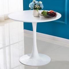 Finch Fox MDF Pedestal Modern Mid Century Round Tulip Dining Table With Stable Metal Support Base, White Elegant Furniture, Coffee Table Office, Kitchen, Table Dining Room, 800 * 800mm White Color Metal 2 Seater Dining Table