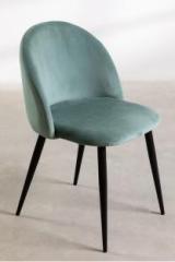 Finch Fox Romantic Vintage Dining Chairs Rustic Light Pista Velvet Cushion Seat Chair Metal Dining Chair