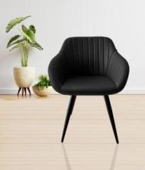 Finch Fox Unique PU Leather Dining Chair With Black Metal Base in Black Color Metal Dining Chair