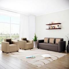 Flipkart Perfect Homes Burano Fabric 3 + 1 + 1 Cream and Dark Brown Sofa Set