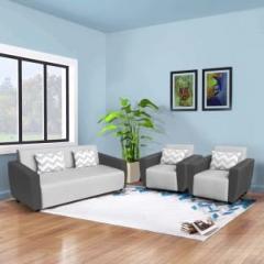 Flipkart Perfect Homes Poppy Fabric 3 + 1 + 1 Grey & Black Sofa Set