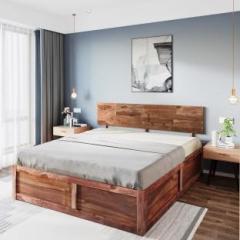 Flipkart Perfect Homes Rosewood Solid Wood Queen Box Bed