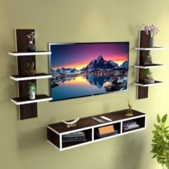 Flipkart Perfect Homes Studio Wooden TV Entertainment Unit with 2 Wall Shelf/Wall Set Top Box Stand/TV Cabinet Engineered Wood TV Entertainment Unit
