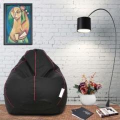 Flipkart Perfect Homes Studio XXL Classic Black with Pink Piping Teardrop Bean Bag With Bean Filling