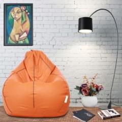 Flipkart Perfect Homes Studio XXXL Classic Orange with Navy Blue Piping Teardrop Bean Bag With Bean Filling
