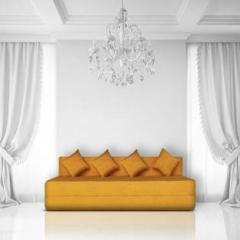 Fresh Up 4 Seater Sofa cum Bed 6x6 Feet Washable Cover with 4 Cushions Orange Double Sofa Bed