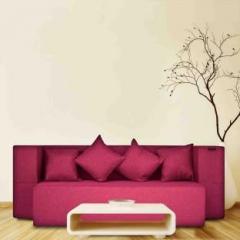 Fresh Up 4 Seater Sofa cum Bed 78x44x14 inches Jute Fabric Washable Cover with 4 Cushions Maroon, 2 Year Warranty Double Sofa Bed