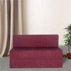 Fresh Up Triumph 2.5x6 Feet Foldable Sofa cum Bed Polycotton Fabric Washable Cover Perfect for Guests One Seater Maroon Single Sofa Bed
