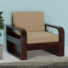 Fureon Solid Sheesham Wood Single Seater Sofa Set with Cushion Fabric 1 Seater Sofa