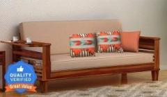 Furinno 3 Seater Sofa Bed for Bedroom/Livingroom/Hall 3 Seater Double Solid Wood Fold Out Sofa Bed