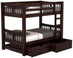 Furinno Sheesham Wood Standard Becky Bunk Bed with 2 Drawers Storage for Bedroom Solid Wood Bunk Bed