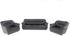 Furnicity Leatherette 3 + 1 + 1 Black Sofa Set