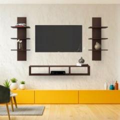 Furnifry Wooden TV Entertainment Unit with 2 Wall Shelf/Wall Set Top Box Shelf Stand/TV Cabinet for Wall/Set Top Box Holder for Home/Living Room Ideal for TV Upto 42 inch Engineered Wood TV Entertainment Unit