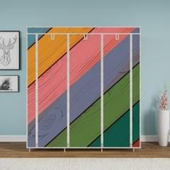 Furnigully Digital Colorful Wood Printed Carbon Steel Collapsible Wardrobe