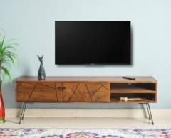 Furniselan Solid TV Cabinet Two Door For Living Room/BedRoom Solid Wood TV Entertainment Unit