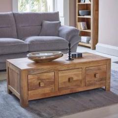 Furniselan Solid Wood Coffee Table With 6 Drawer Storage For Living/Bed Room Solid Wood Coffee Table