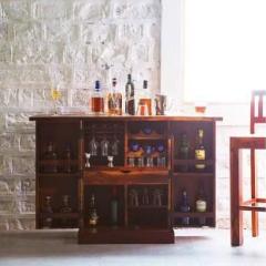 Furniture Mart Rosewood Bar Cabinet Rack for Home Solid Wood Bar Cabinet