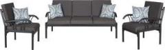 Furniturekraft Fabric 3 + 1 + 1 Black Sofa Set
