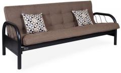 FurnitureKraft Metallic Three Seater Sofa cum Bed with Grey Mattress