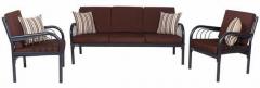 FurnitureKraft Metallic Three Seater Sofa Set with Brown Mattress