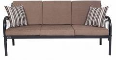 FurnitureKraft Metallic Three Seater Sofa with Grey Mattress