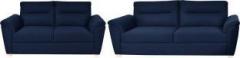 Furny Adelaide Super Plush Fabric 3 + 2 Blue Sofa Set