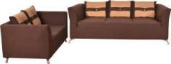 Furny Aldo Cozy Fabric 3 + 2 Brown Sofa Set
