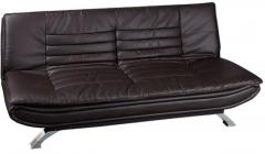 Furny Edo Leatherette Sofa Cum Bed in Brown Colour