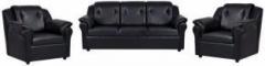 Furny York Leatherette 3 + 1 + 1 Black Sofa Set