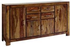 G Fine Furniture Wooden Sideboard Cabinets for Living Room | Kitchen Side Board with 4 Drawers & 4 Cabinet Storage | Sheesham Wood, Brown Solid Wood Free Standing Sideboard
