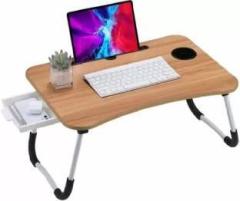 Ganesh Enterprises Multipurpose Foldable Table with Cup Holder, Study, Bed, Table, Portable Solid Wood Study Table