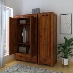 Ganpati Arts Sheesham Wardrobe/Almirah/Cupboard for Clothes with 3 Doors & Hanger Rod Solid Wood 3 Door Wardrobe