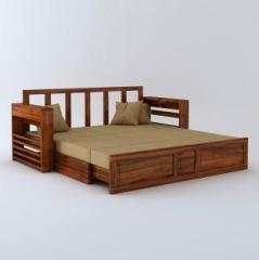 Ganpati Arts Sheesham Wood Lurid with Side Pocket for Bedroom /Home 3 Seater Double Solid Wood Pull Out Sofa Cum Bed