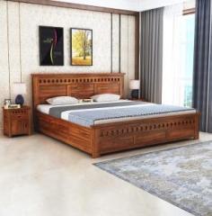 Ganpati Arts Sheesham Wood Queen Size Hydraulic Bed for Bedroom/Home/Hotel Solid Wood Queen Hydraulic Bed
