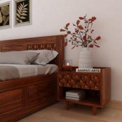 Ganpati Arts Sheesham Wood Raj Bedside End Table with Drawers and Shelf Storage Solid Wood End Table