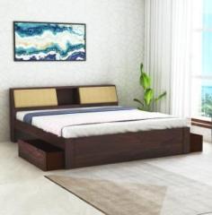 Ganpati Arts Solid Sheesham Wood Mayor Queen Size Bed with 2 Drawer Storage for Bedroom Solid Wood Queen Drawer Bed