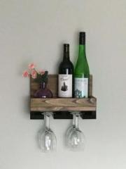 Genuinedecor Genuine Decor Wood Wine Rack Solid Wood Bar Cabinet