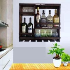 Genuinedecor Mini bar Cabinet Wall Mounted Solid Wood Bar Cabinet