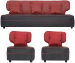 Gioteak BENTLEY Leatherette 3 + 1 + 1 RED, BLACK Sofa Set