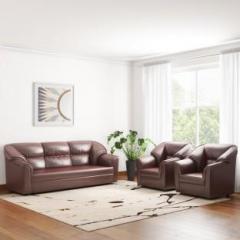 Gioteak MANHATTAN Leatherette 3 + 1 + 1 Brown Sofa Set