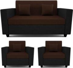 Gnanitha Fabric 3 + 1 + 1 Black & Brown Sofa Set