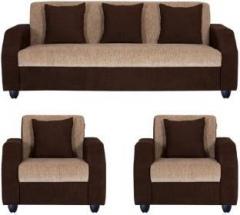 Gnanitha Fabric 3 + 1 + 1 brown & cream Sofa Set