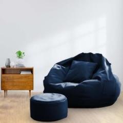 Gorevizon Opposed XXL Bean Bag With Stool & Cushion Ready to Use Filled With Beans Bean Bag Chair With Bean Filling