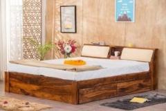 Goyalinterior Sheesham Wood King Size Double Bed with Drawer Storage for Bedroom/Cot Bed Solid Wood King Drawer Bed