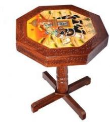 Hindoro Handcrafted And Handpainted Wooden Stool Cum Side Table 15 Inch Engineered Wood Side Table